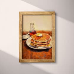 Pancakes Art | Food Wall Art | Food & Drink Print | Brown, Red, Orange, Gray and Black Decor | Farmhouse Wall Decor | Kitchen & Dining Digital Download | Housewarming Art | Thanksgiving Wall Art | Autumn Print | Pastel Pencil Illustration