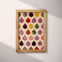 Full frame view of A vintage textile print, symmetric gumdrop pattern