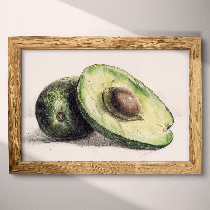 Full frame view of A vintage pastel pencil illustration, avacados