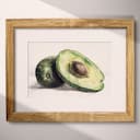 Matted frame view of A vintage pastel pencil illustration, avacados