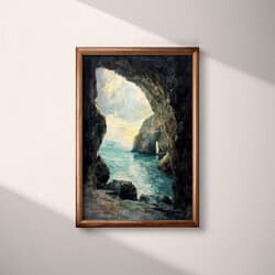 Seaside Cave Digital Download | Nature Wall Decor | Landscapes Decor | Black, White, Gray and Orange Print | Impressionist Wall Art | Living Room Art | Housewarming Digital Download | Oil Painting