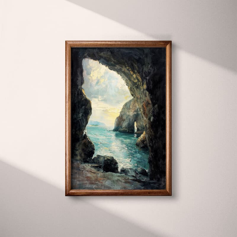 Full frame view of An impressionist oil painting, a seaside cave