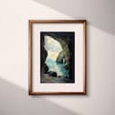 Matted frame view of An impressionist oil painting, a seaside cave