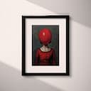 Matted frame view of A vintage oil painting, a woman with a balloon covering her head