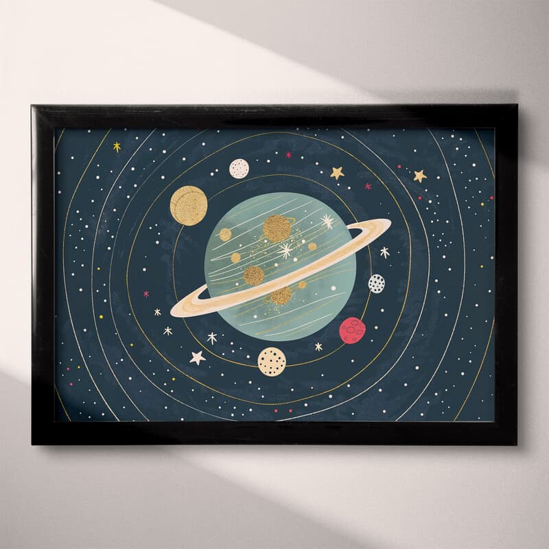 Full frame view of A cute simple cartoon drawing, a solar system