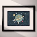 Matted frame view of A cute simple cartoon drawing, a solar system