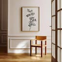 Room view with a full frame of A botanical graphite sketch, a black locust plant