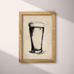 Beer Digital Download | Beverage Wall Decor | Food & Drink Decor | Beige, Black and Gray Print | Vintage Wall Art | Bar Art | Bachelor Party Digital Download | St. Patrick's Day Wall Decor | Autumn Decor | Pencil Sketch