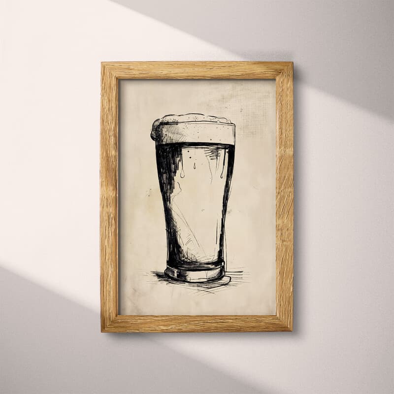 Full frame view of A vintage pencil sketch, a pint of beer