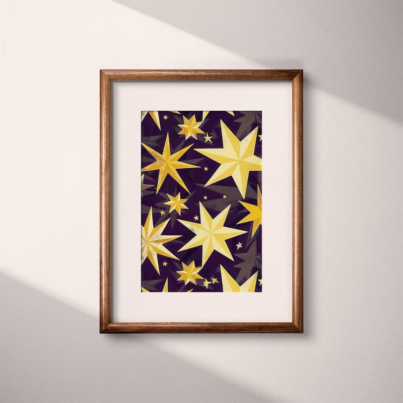 Matted frame view of An art deco textile print, star pattern