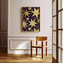 Room view with a full frame of An art deco textile print, star pattern