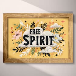 Free Spirit Digital Download | Inspirational Wall Decor | Quotes & Typography Decor | Orange, Black, White, Gray, Brown and Red Print | Vintage Wall Art | Dorm Art | Summer Digital Download | Linocut Print