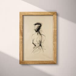 Body Figure Digital Download | Figurative Wall Decor | Portrait Decor | Beige, Black and Brown Print | Vintage Wall Art | Living Room Art | Grief & Mourning Digital Download | Autumn Wall Decor | Charcoal Sketch