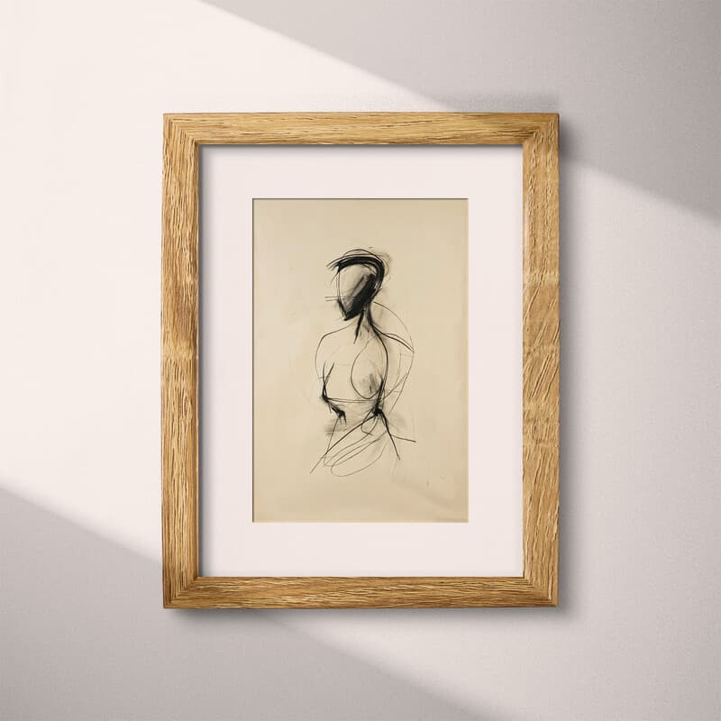 Matted frame view of A vintage charcoal sketch, a body figure