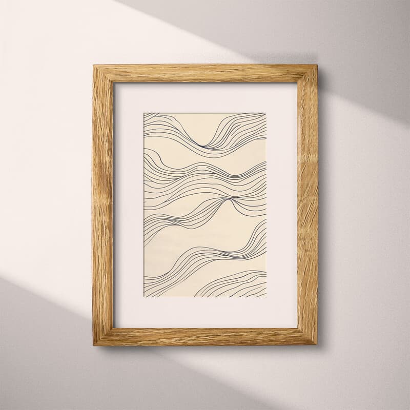 Matted frame view of A contemporary textile print, wind pattern