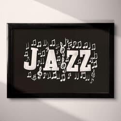 Jazz Art | Music Wall Art | Music Print | Black, White and Gray Decor | Contemporary Wall Decor | Game Room Digital Download | Poster Print