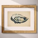 Matted frame view of A scandinavian pastel pencil illustration, a pearl in an oyster