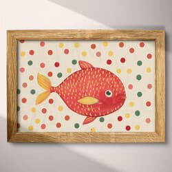 Fish Art | Marine Wall Art | Animals Print | White, Orange, Gray, Green, Purple and Black Decor | Cute Simple Wall Decor | Kids Digital Download | Baby Shower Art | Summer Wall Art | Cartoon Drawing