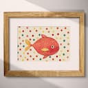 Matted frame view of A cute simple cartoon drawing, a fish