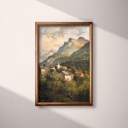 Mountain Village Art | Landscape Wall Art | Landscapes Print | Black, Beige and Gray Decor | Impressionist Wall Decor | Living Room Digital Download | Housewarming Art | Autumn Wall Art | Oil Painting