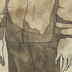 Blindfolded Man Art | Portrait Wall Art | Portrait Print | Beige, Black and Brown Decor | Vintage Wall Decor | Office Digital Download | Grief & Mourning Art | Halloween Wall Art | Autumn Print | Cartoon Drawing
