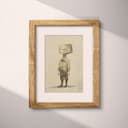 Matted frame view of An abstract vintage cartoon drawing, a blindfolded man