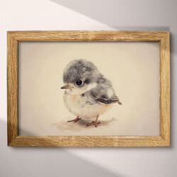 Bird Digital Download | Animal Wall Decor | Animals Decor | Beige, Black and Gray Print | Chibi Wall Art | Kids Art | Baby Shower Digital Download | Easter Wall Decor | Spring Decor | Colored Pencil Illustration