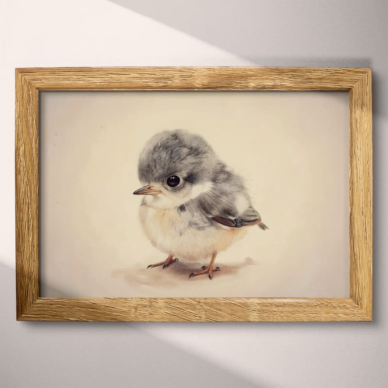 Full frame view of A cute chibi anime colored pencil illustration, a bird