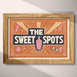 Sweet Spots Art | Food Wall Art | Food & Drink Print | Brown, Black, Gray and Red Decor | Maximalist Wall Decor | Kitchen & Dining Digital Download | Back To School Art | Summer Wall Art | Linocut Print