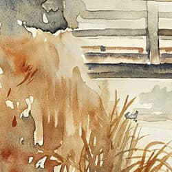 Rural Bridge Art | Landscape Wall Art | Landscapes Print | Beige, Brown, Green and Black Decor | Impressionist Wall Decor | Living Room Digital Download | Housewarming Art | Autumn Wall Art | Watercolor