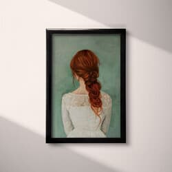 Woman Art | Portrait Wall Art | Portrait Print | Green, Gray and Brown Decor | Vintage Wall Decor | Bedroom Digital Download | Autumn Art | Oil Painting