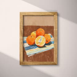 Oranges Digital Download | Still Life Wall Decor | Food & Drink Decor | Brown, White, Orange and Blue Print | Vintage Wall Art | Kitchen & Dining Art | Housewarming Digital Download | Thanksgiving Wall Decor | Summer Decor | Pastel Pencil Illustration