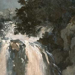 Waterfall Art | Nature Wall Art | Landscapes Print | Black and Brown Decor | Vintage Wall Decor | Living Room Digital Download | Housewarming Art | Autumn Wall Art | Oil Painting