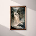 Full frame view of A vintage oil painting, a waterfall