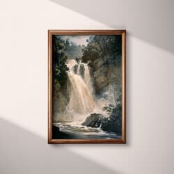 Waterfall Art | Nature Wall Art | Landscapes Print | Black and Brown Decor | Vintage Wall Decor | Living Room Digital Download | Housewarming Art | Autumn Wall Art | Oil Painting