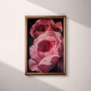 Full frame view of An abstract impressionist oil painting, two giant pink roses, closeup view