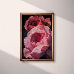 Pink Roses Digital Download | Floral Wall Decor | Flowers Decor | Black, Pink, Purple and Red Print | Impressionist Wall Art | Bedroom Art | Anniversary Digital Download | Valentine's Day Wall Decor | Spring Decor | Oil Painting