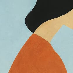 Woman Art | Figurative Wall Art | Portrait Print | Blue, Green, Black, Red and Pink Decor | Vintage Wall Decor | Living Room Digital Download | Spring Art | Cartoon Drawing