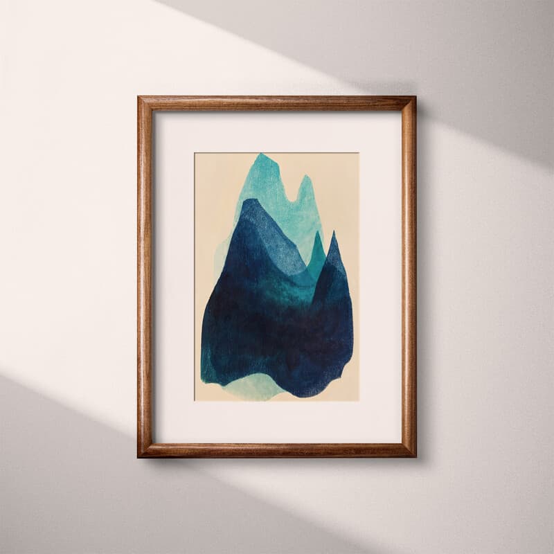 Matted frame view of An abstract vintage pastel pencil illustration, a mountain range