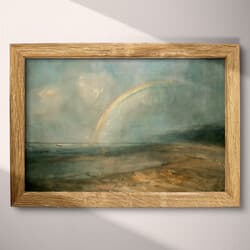 Rainbow Digital Download | Nature Wall Decor | Coastal Decor | Gray and Green Print | Impressionist Wall Art | Living Room Art | Housewarming Digital Download | Summer Wall Decor | Oil Painting