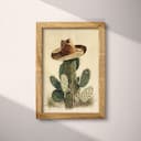 Full frame view of A southwestern pastel pencil illustration, a cowboy hat on a cactus