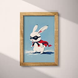 Rabbit Hero Digital Download | Animal Wall Decor | Animals Decor | Blue, White, Black, Brown and Red Print | Cute Simple Wall Art | Kids Art | Back To School Digital Download | Halloween Wall Decor | Spring Decor | Cartoon Drawing