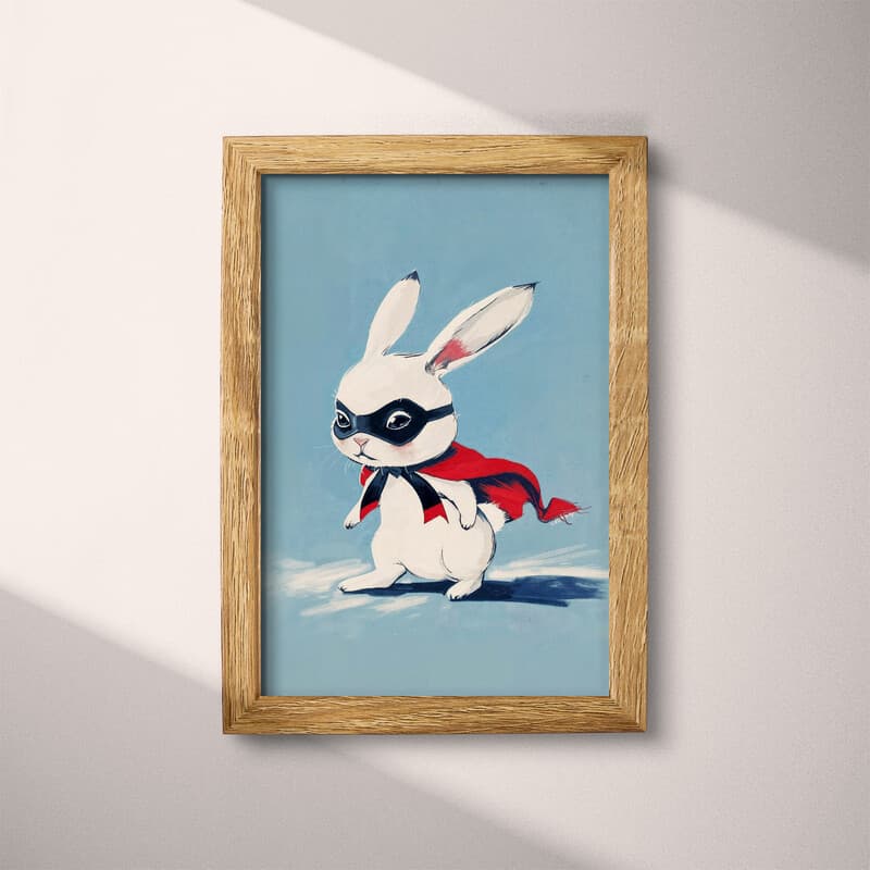 Full frame view of A cute simple cartoon drawing, a rabbit with a mask and cape