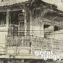 Closeup view of A vintage graphite sketch, japanese city architecture