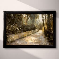 Garden Walkway Art | Nature Wall Art | Landscapes Print | Black, Brown and White Decor | Impressionist Wall Decor | Living Room Digital Download | Housewarming Art | Autumn Wall Art | Oil Painting