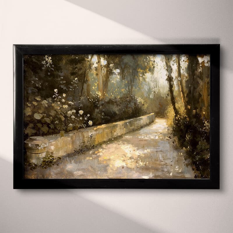 Full frame view of An impressionist oil painting, a garden walkway