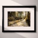 Matted frame view of An impressionist oil painting, a garden walkway