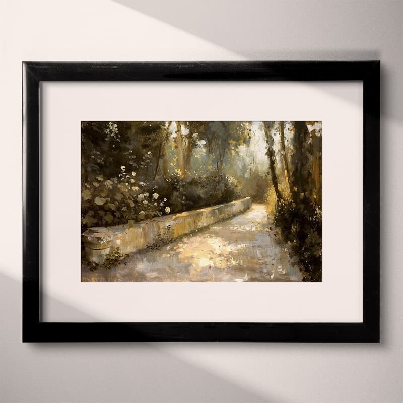 Matted frame view of An impressionist oil painting, a garden walkway