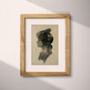 Matted frame view of An abstract vintage oil painting, portrait of a woman under the stars