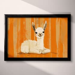 Llama Art | Animal Wall Art | Animals Print | Orange, Beige, Black and Brown Decor | Cute Simple Wall Decor | Kids Digital Download | Baby Shower Art | Spring Wall Art | Cartoon Drawing